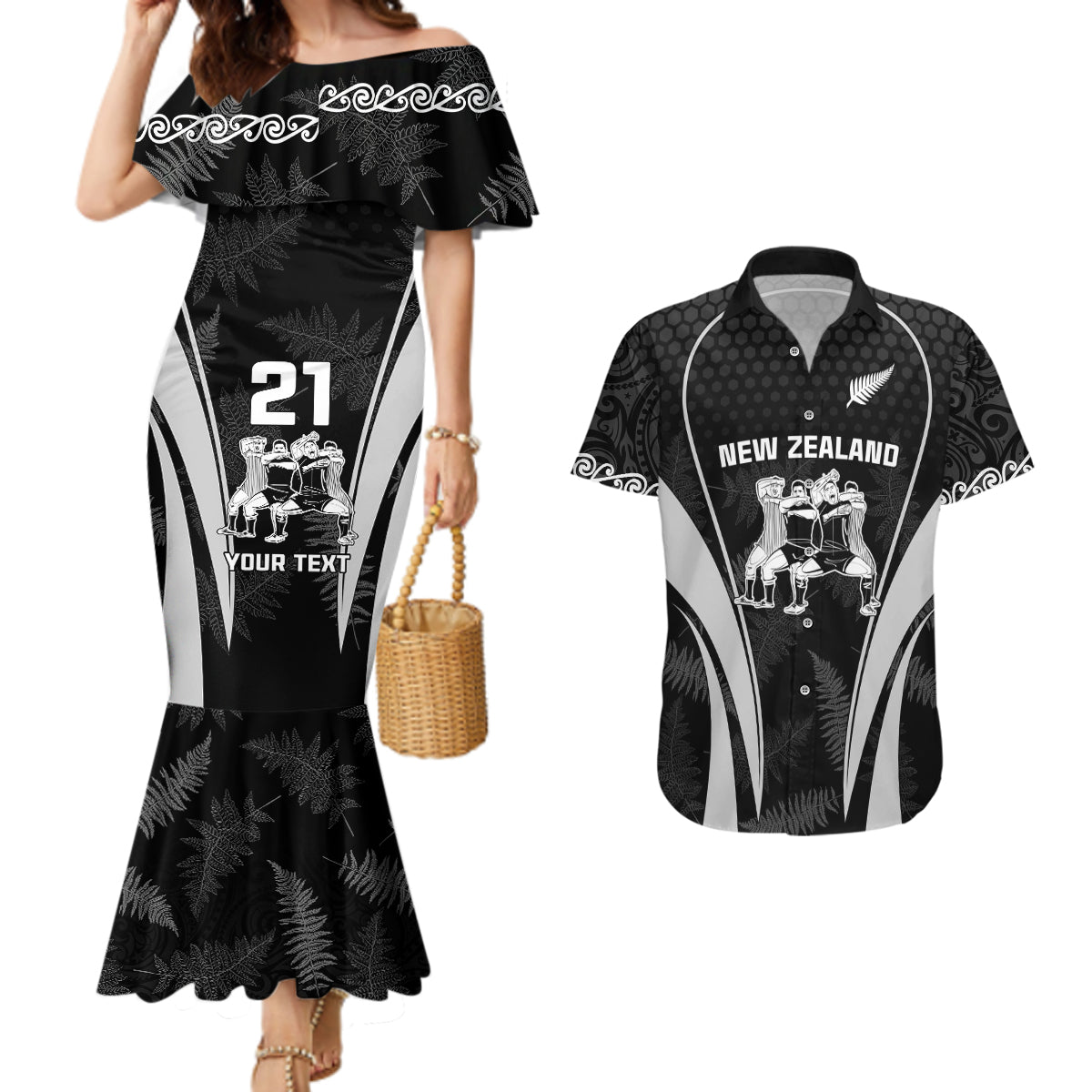 custom-new-zealand-aotearoa-rugby-couples-matching-mermaid-dress-and-hawaiian-shirt-haka-dance-mixed-silver-fern-sporty-style