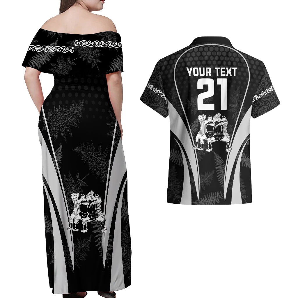 custom-new-zealand-aotearoa-rugby-couples-matching-off-shoulder-maxi-dress-and-hawaiian-shirt-haka-dance-mixed-silver-fern-sporty-style