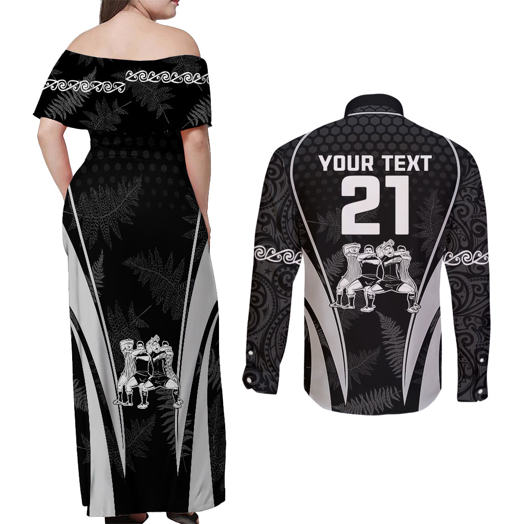 custom-new-zealand-aotearoa-rugby-couples-matching-off-shoulder-maxi-dress-and-long-sleeve-button-shirts-haka-dance-mixed-silver-fern-sporty-style