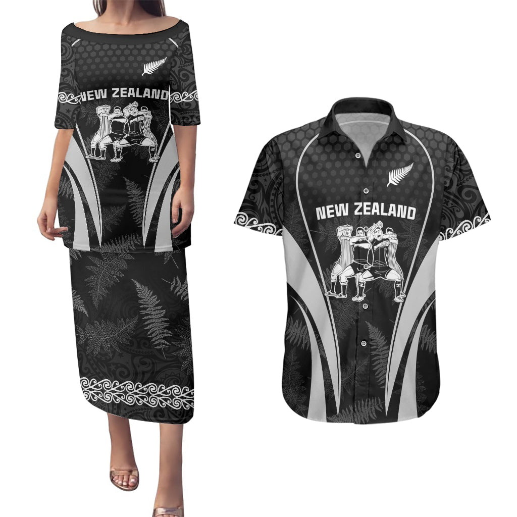 custom-new-zealand-aotearoa-rugby-couples-matching-puletasi-dress-and-hawaiian-shirt-haka-dance-mixed-silver-fern-sporty-style