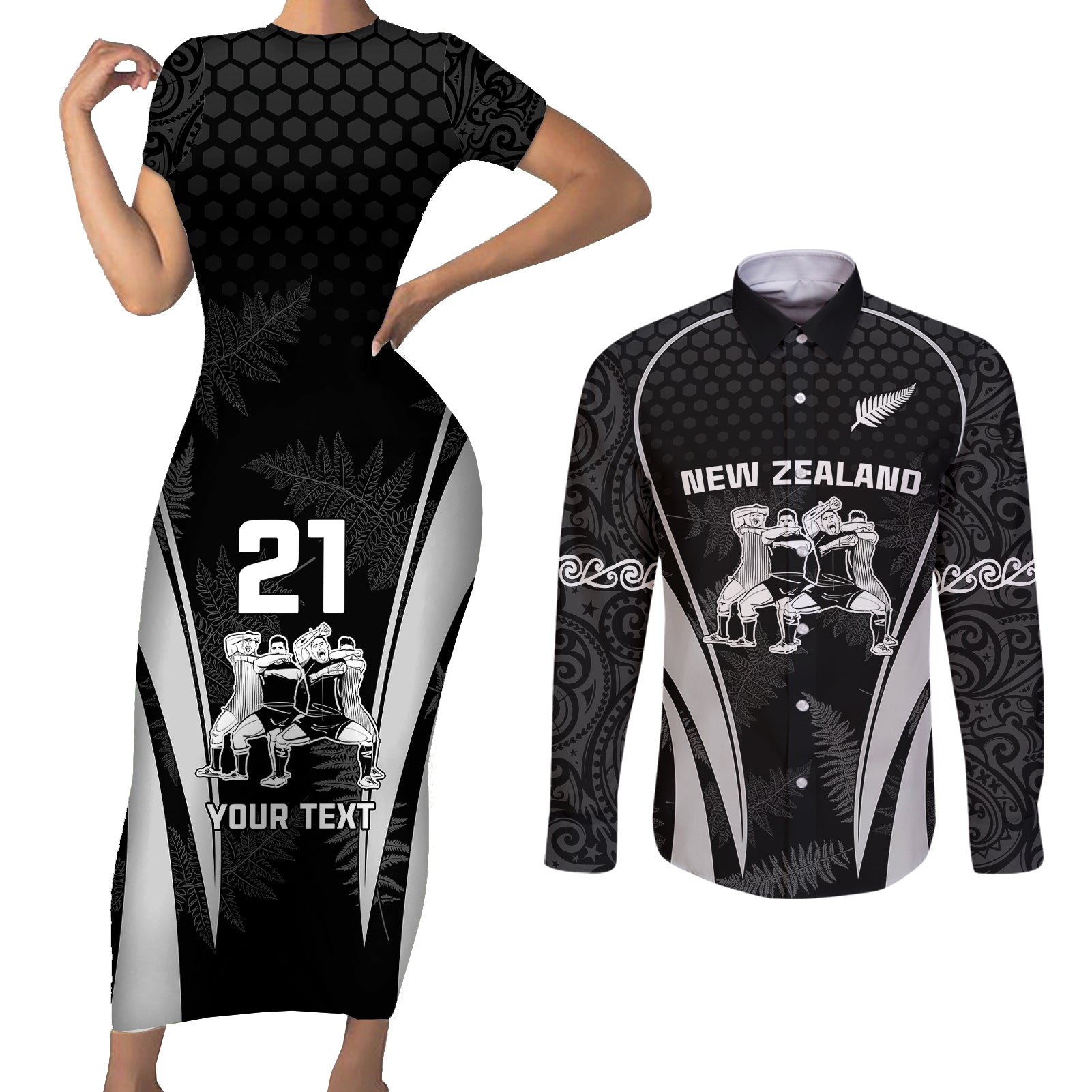 custom-new-zealand-aotearoa-rugby-couples-matching-short-sleeve-bodycon-dress-and-long-sleeve-button-shirts-haka-dance-mixed-silver-fern-sporty-style