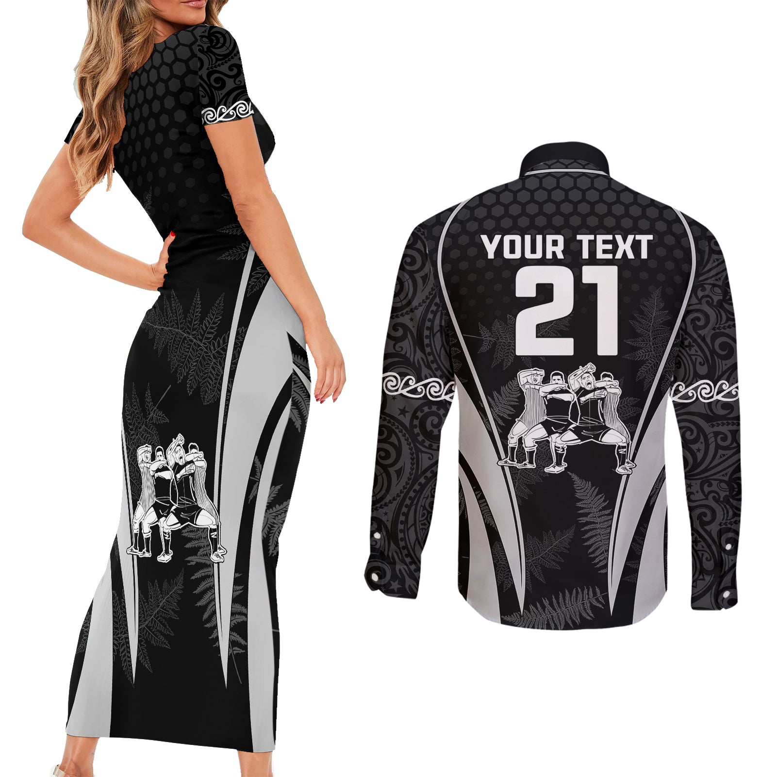 custom-new-zealand-aotearoa-rugby-couples-matching-short-sleeve-bodycon-dress-and-long-sleeve-button-shirts-haka-dance-mixed-silver-fern-sporty-style