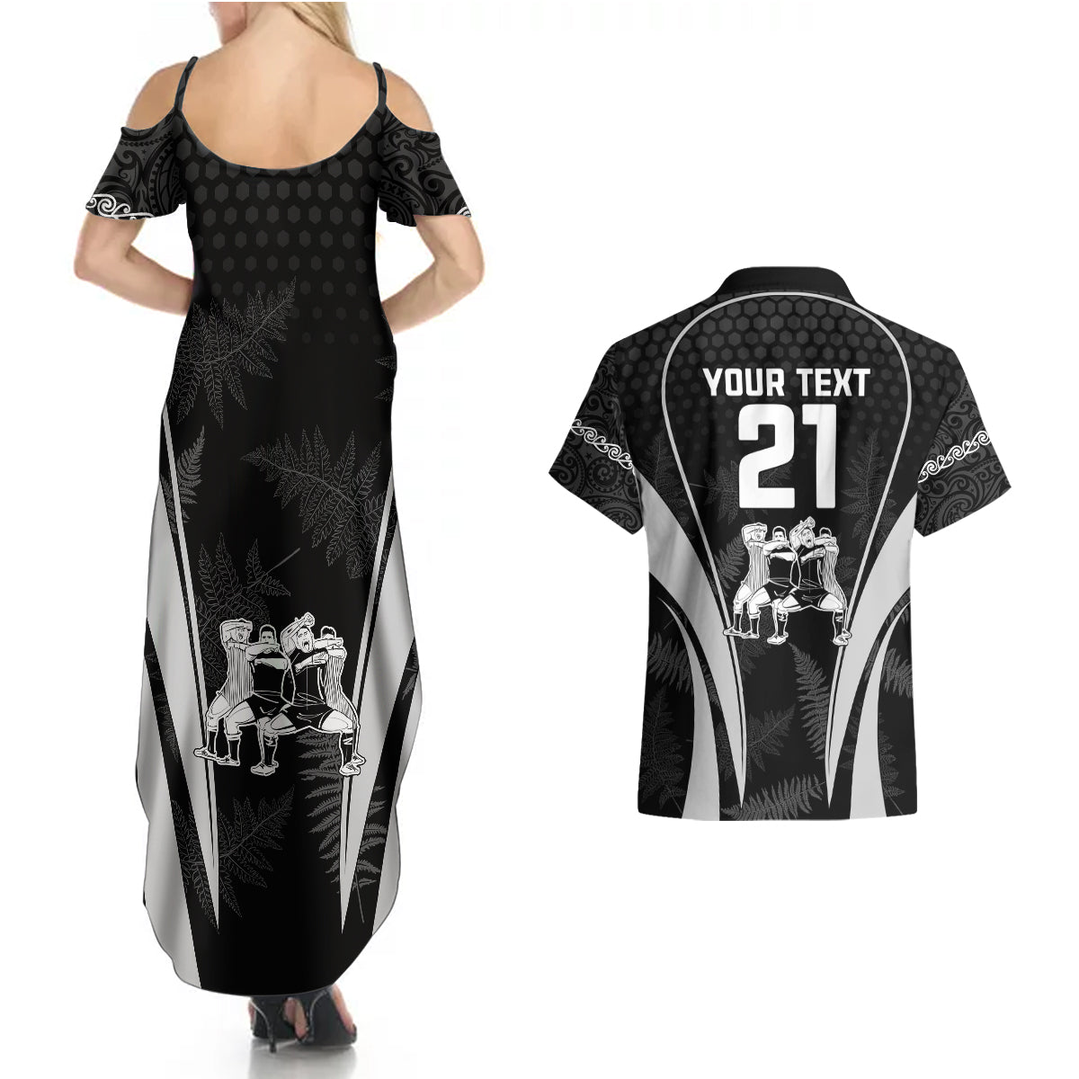 custom-new-zealand-aotearoa-rugby-couples-matching-summer-maxi-dress-and-hawaiian-shirt-haka-dance-mixed-silver-fern-sporty-style