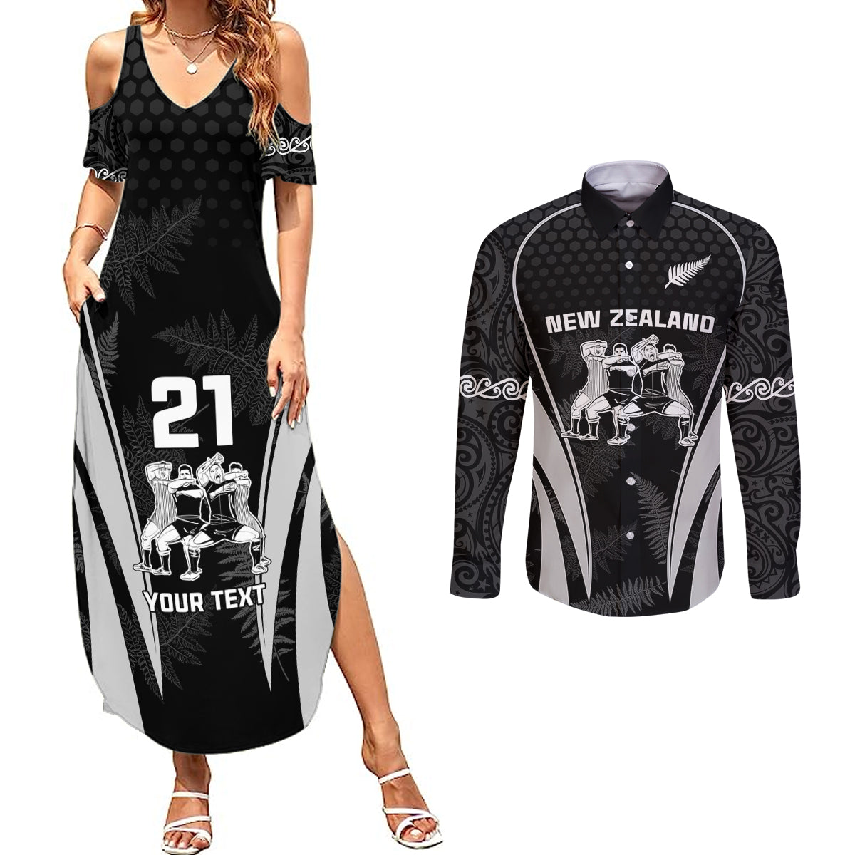 custom-new-zealand-aotearoa-rugby-couples-matching-summer-maxi-dress-and-long-sleeve-button-shirts-haka-dance-mixed-silver-fern-sporty-style