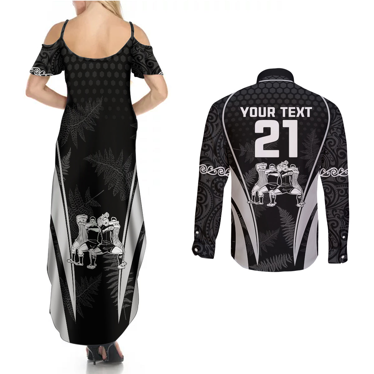 custom-new-zealand-aotearoa-rugby-couples-matching-summer-maxi-dress-and-long-sleeve-button-shirts-haka-dance-mixed-silver-fern-sporty-style