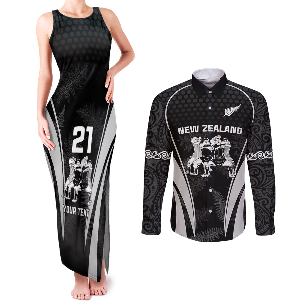 custom-new-zealand-aotearoa-rugby-couples-matching-tank-maxi-dress-and-long-sleeve-button-shirts-haka-dance-mixed-silver-fern-sporty-style