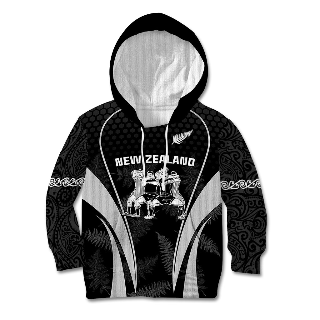 Custom New Zealand Aotearoa Rugby Kid Hoodie Haka Dance Mixed Silver Fern Sporty Style - Vibe Hoodie Shop