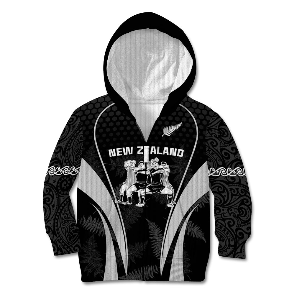 Custom New Zealand Aotearoa Rugby Kid Hoodie Haka Dance Mixed Silver Fern Sporty Style - Vibe Hoodie Shop