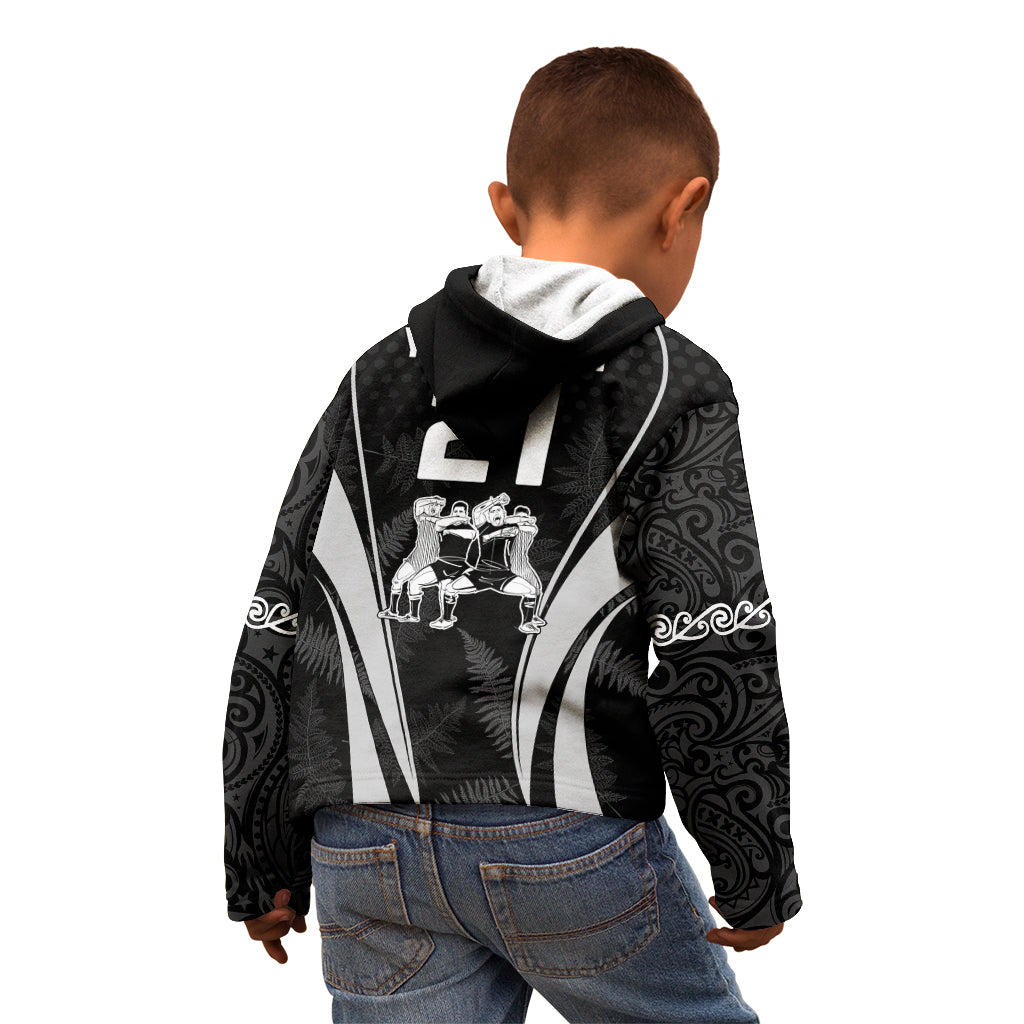 Custom New Zealand Aotearoa Rugby Kid Hoodie Haka Dance Mixed Silver Fern Sporty Style - Vibe Hoodie Shop