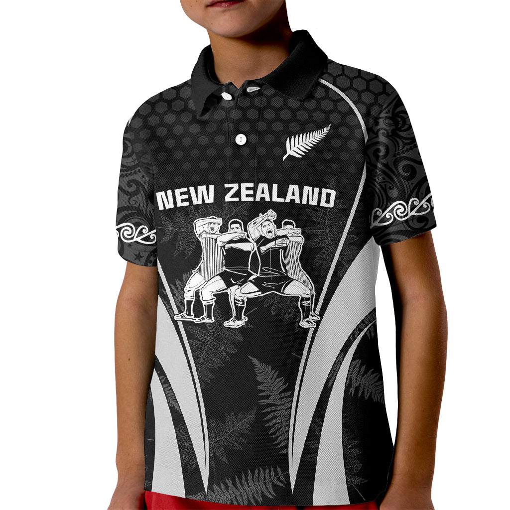 Custom New Zealand Aotearoa Rugby Kid Polo Shirt Haka Dance Mixed Silver Fern Sporty Style - Vibe Hoodie Shop