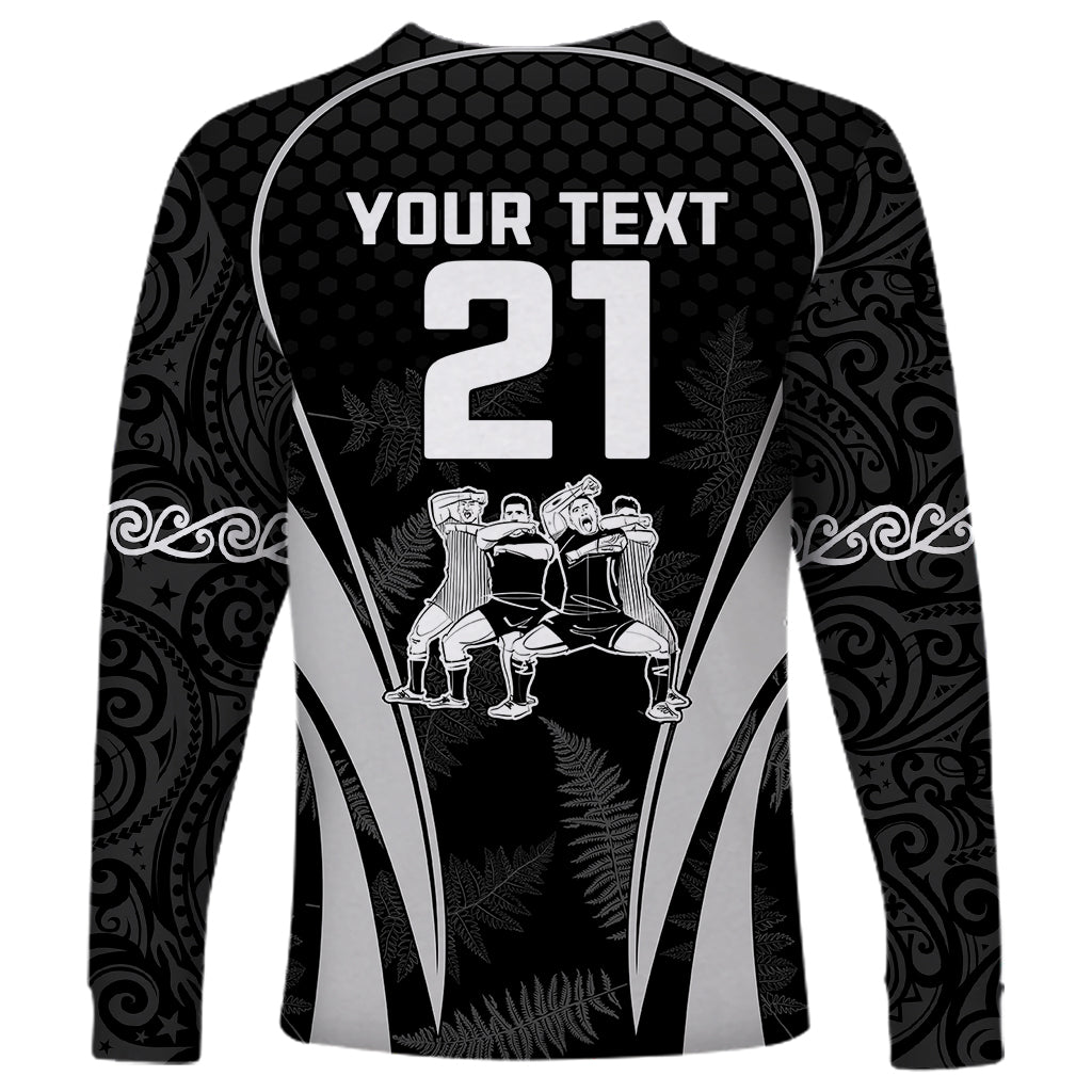 Custom New Zealand Aotearoa Rugby Long Sleeve Shirt Haka Dance Mixed Silver Fern Sporty Style - Vibe Hoodie Shop