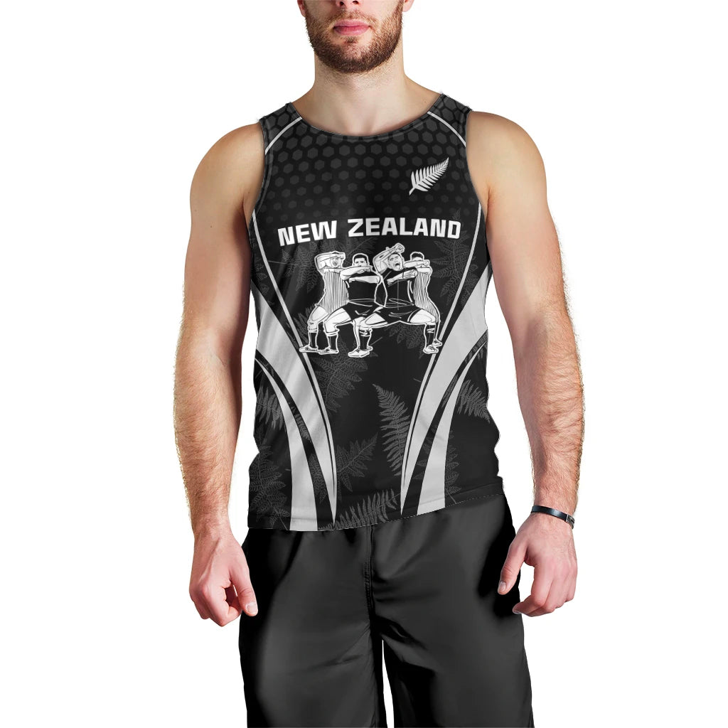 Custom New Zealand Aotearoa Rugby Men Tank Top Haka Dance Mixed Silver Fern Sporty Style - Vibe Hoodie Shop