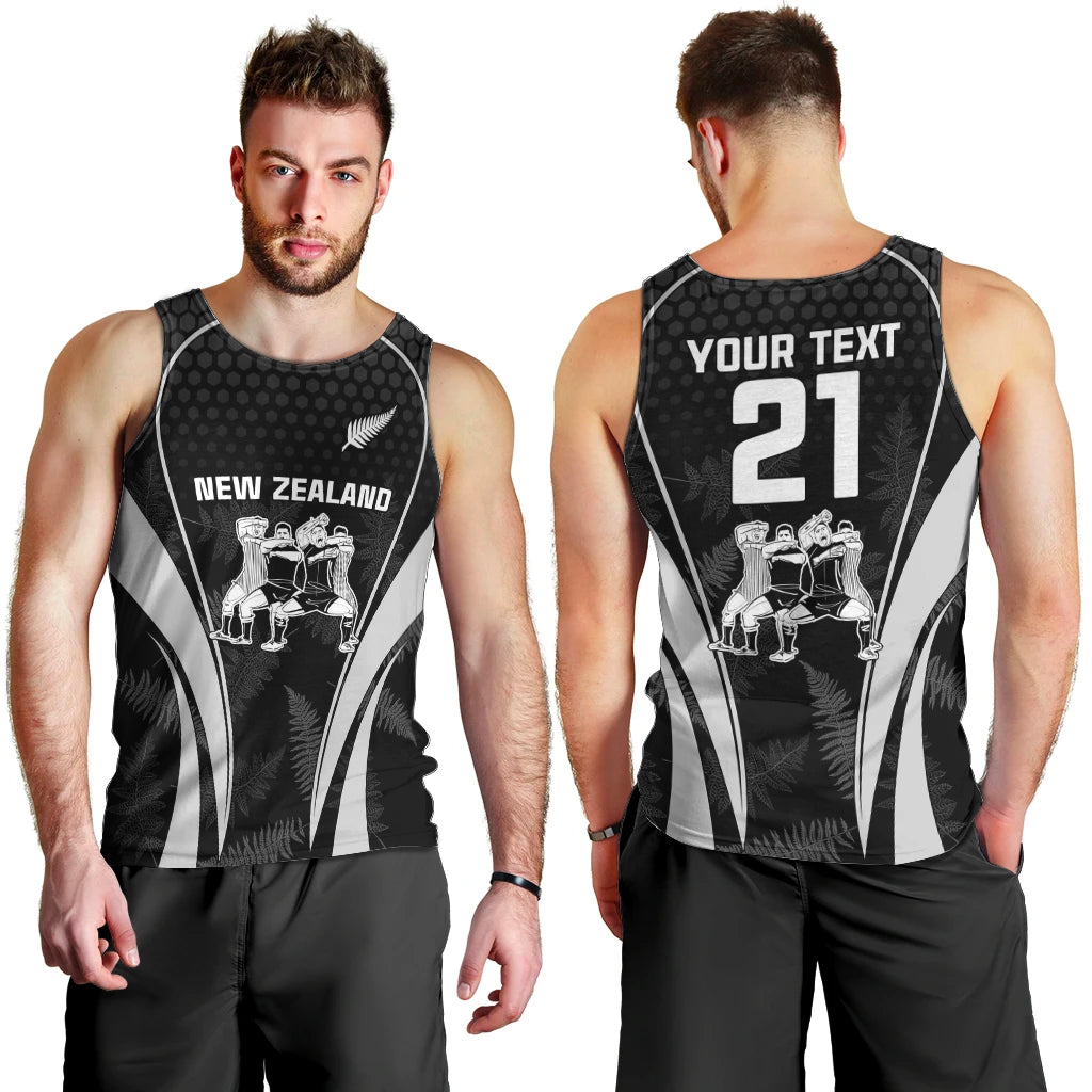 Custom New Zealand Aotearoa Rugby Men Tank Top Haka Dance Mixed Silver Fern Sporty Style - Vibe Hoodie Shop