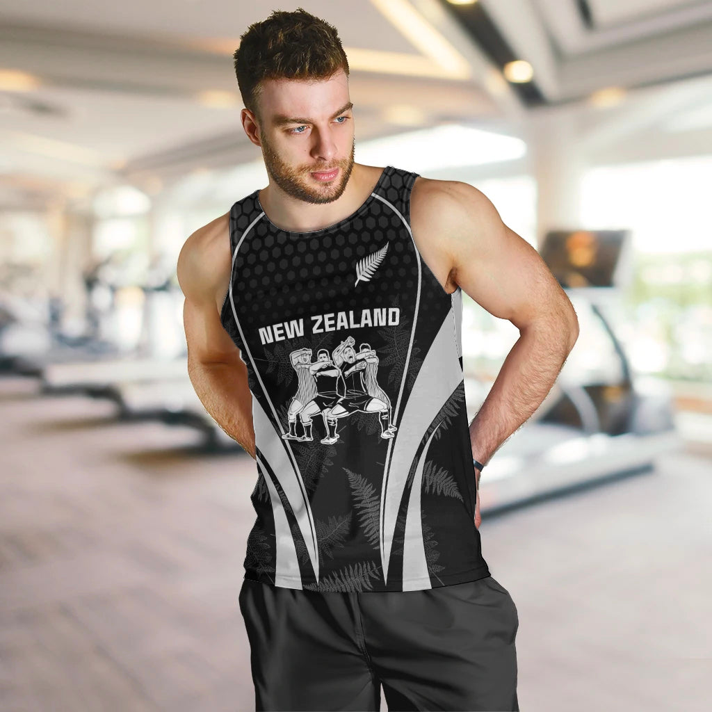 Custom New Zealand Aotearoa Rugby Men Tank Top Haka Dance Mixed Silver Fern Sporty Style - Vibe Hoodie Shop