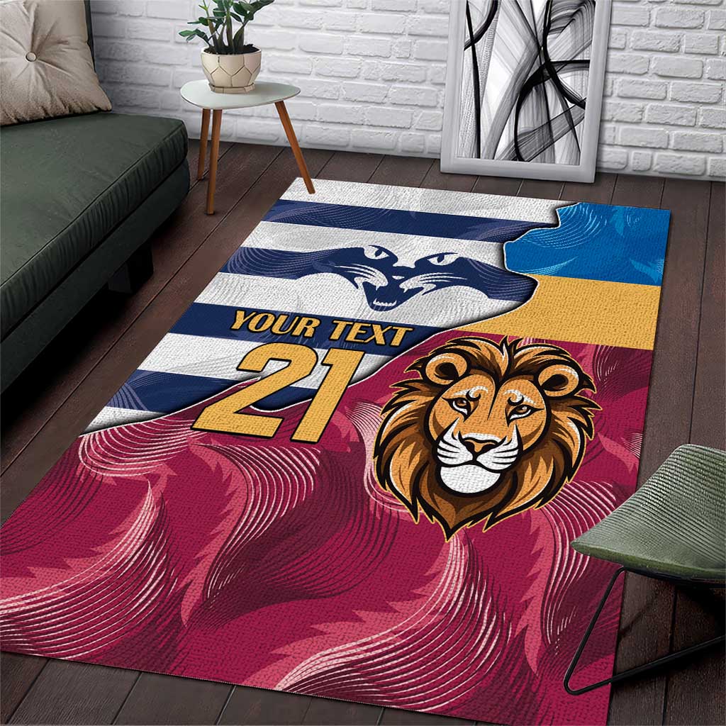 Brisbane-Geelong Football Custom Area Rug Cracked Metal Style - Vibe Hoodie Shop