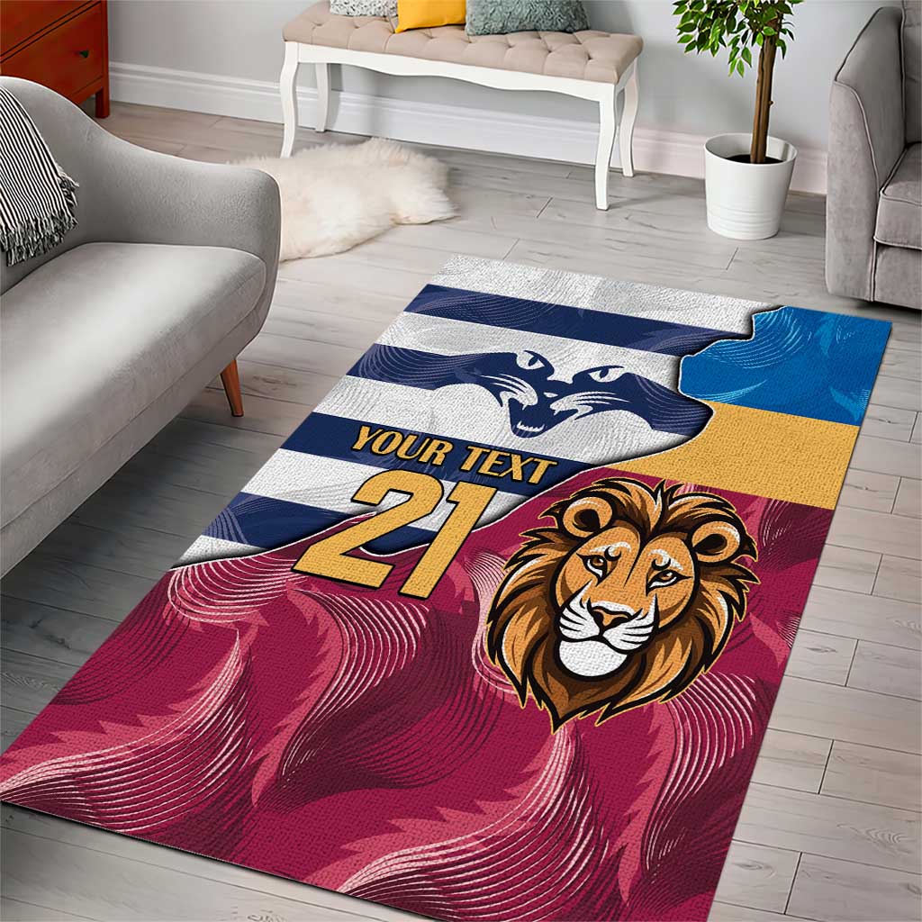 Brisbane-Geelong Football Custom Area Rug Cracked Metal Style - Vibe Hoodie Shop