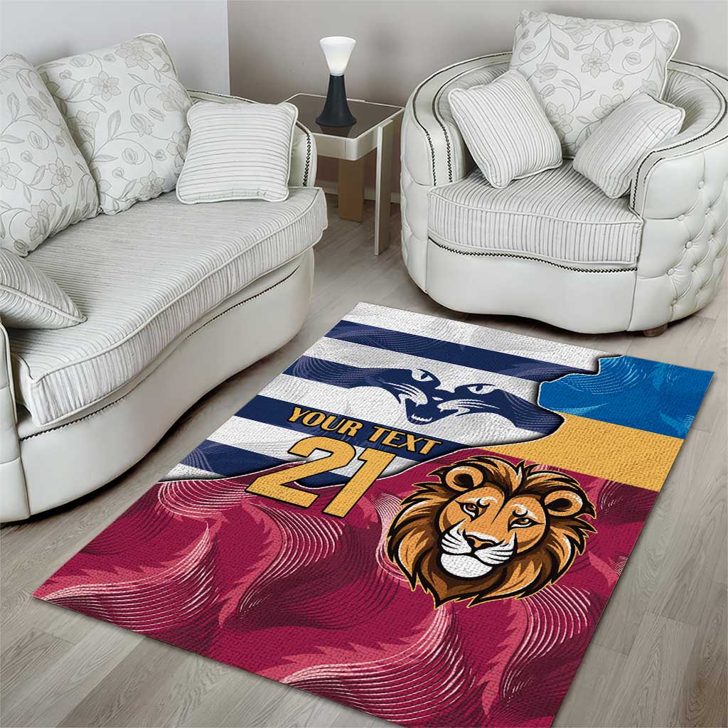 Brisbane-Geelong Football Custom Area Rug Cracked Metal Style - Vibe Hoodie Shop