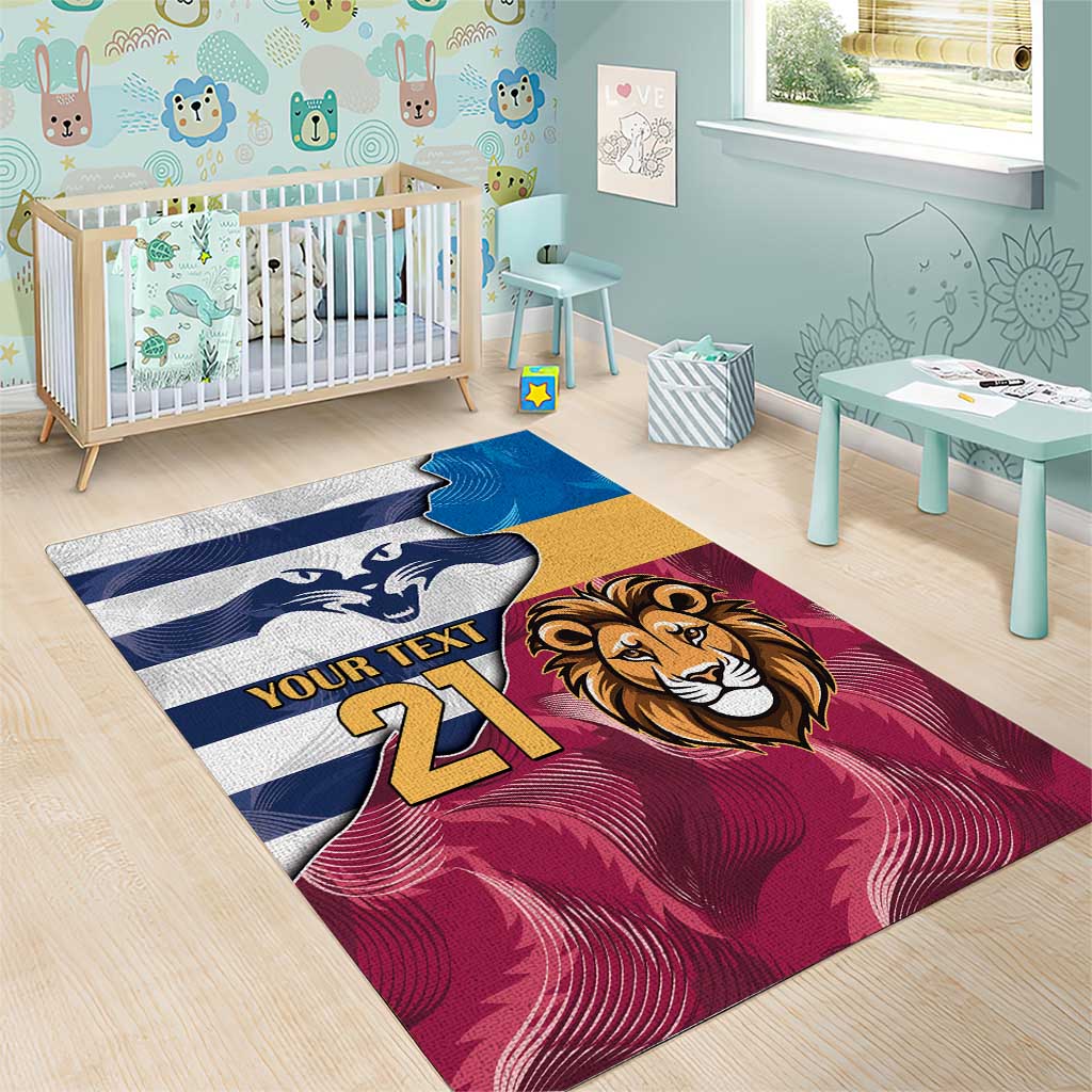 Brisbane-Geelong Football Custom Area Rug Cracked Metal Style - Vibe Hoodie Shop