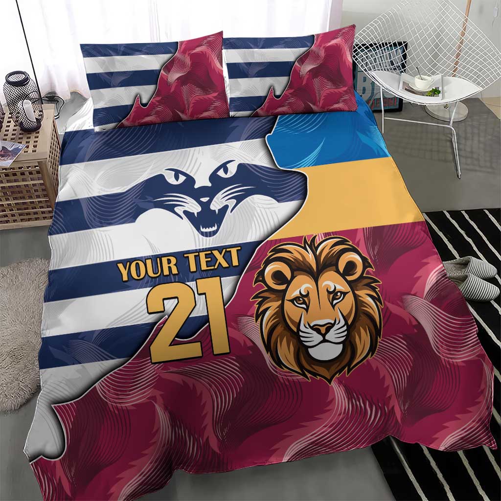 Brisbane-Geelong Football Custom Bedding Set Cracked Metal Style - Vibe Hoodie Shop