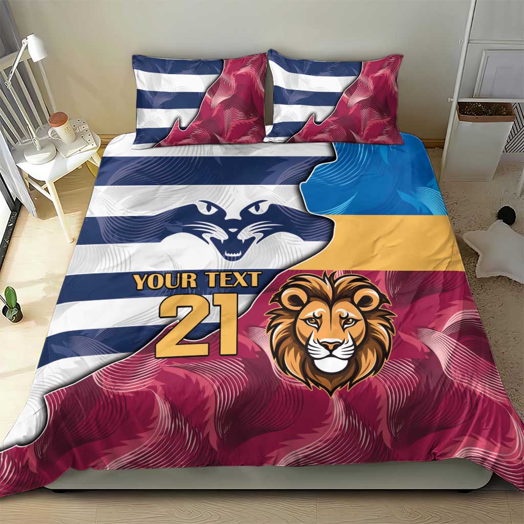 Brisbane-Geelong Football Custom Bedding Set Cracked Metal Style - Vibe Hoodie Shop