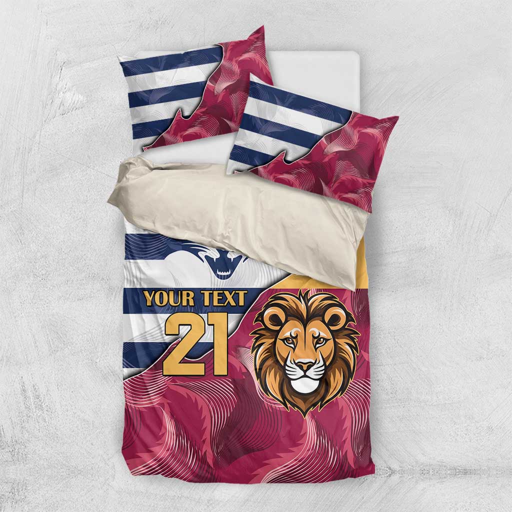 Brisbane-Geelong Football Custom Bedding Set Cracked Metal Style - Vibe Hoodie Shop