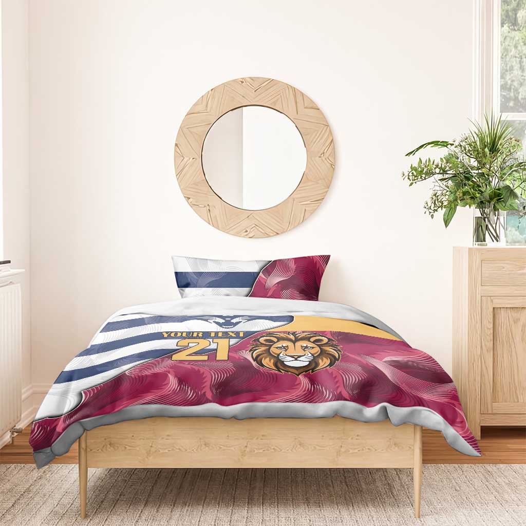 Brisbane-Geelong Football Custom Bedding Set Cracked Metal Style - Vibe Hoodie Shop