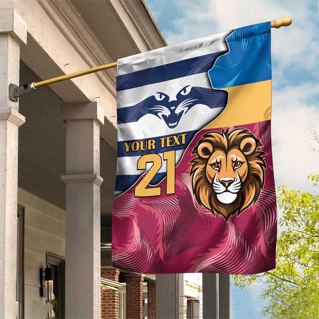 Brisbane-Geelong Football Custom Garden Flag Cracked Metal Style - Vibe Hoodie Shop