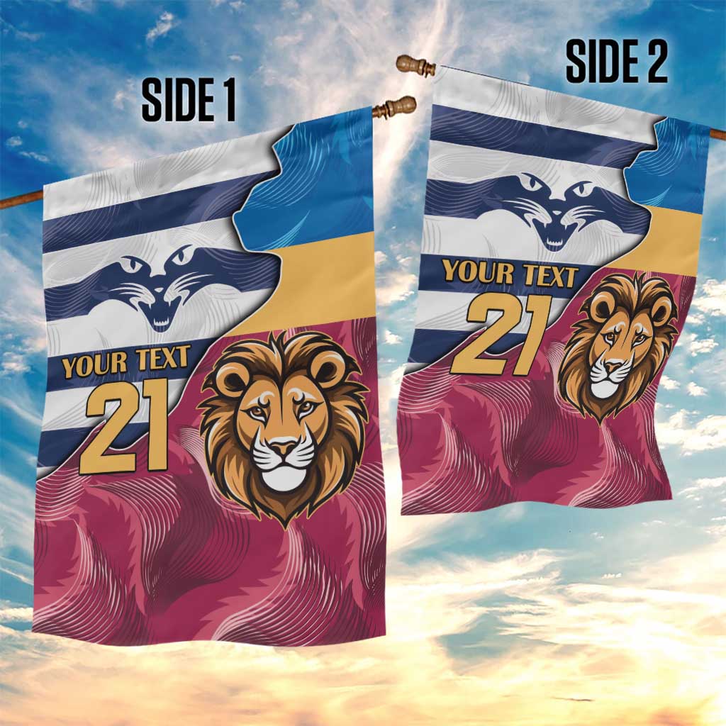 Brisbane-Geelong Football Custom Garden Flag Cracked Metal Style - Vibe Hoodie Shop