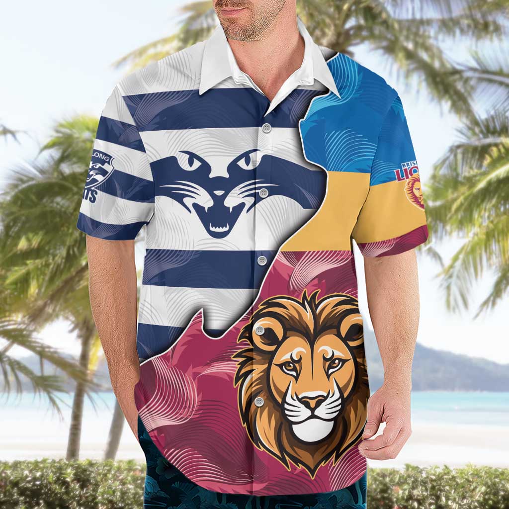 Brisbane-Geelong Football Custom Hawaiian Shirt Cracked Metal Style - Vibe Hoodie Shop