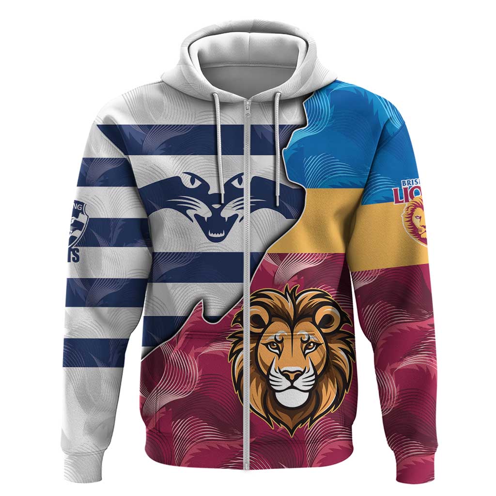 Brisbane-Geelong Football Custom Hoodie Cracked Metal Style LT9 - Vibe Hoodie Shop