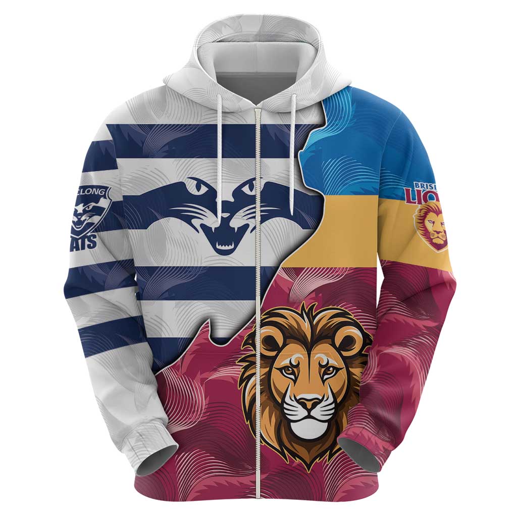 Brisbane-Geelong Football Custom Hoodie Cracked Metal Style LT9 - Vibe Hoodie Shop
