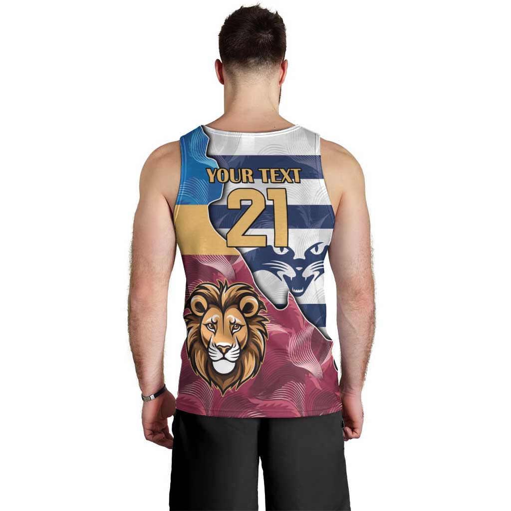 Brisbane-Geelong Football Custom Men Tank Top Cracked Metal Style - Vibe Hoodie Shop