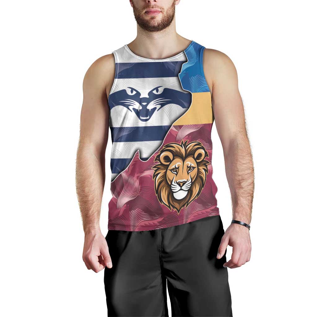 Brisbane-Geelong Football Custom Men Tank Top Cracked Metal Style - Vibe Hoodie Shop