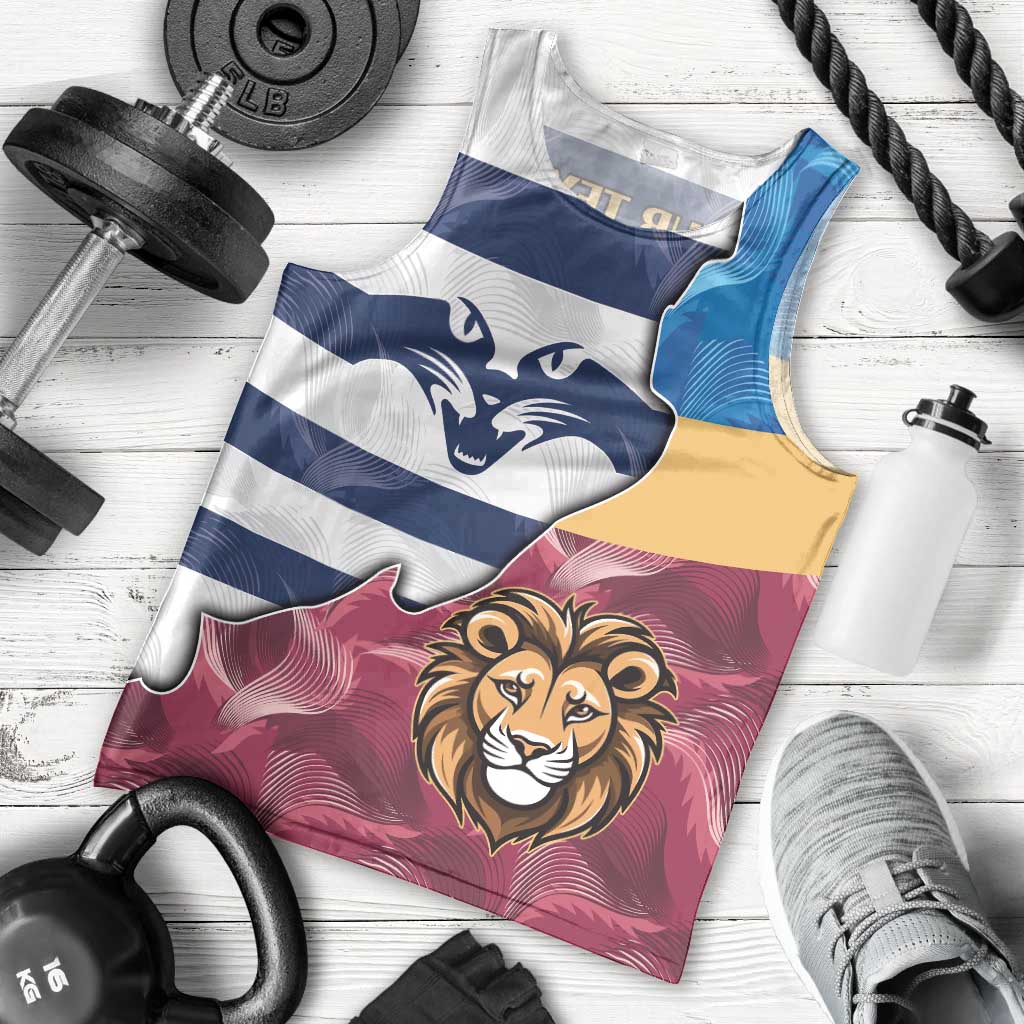Brisbane-Geelong Football Custom Men Tank Top Cracked Metal Style - Vibe Hoodie Shop