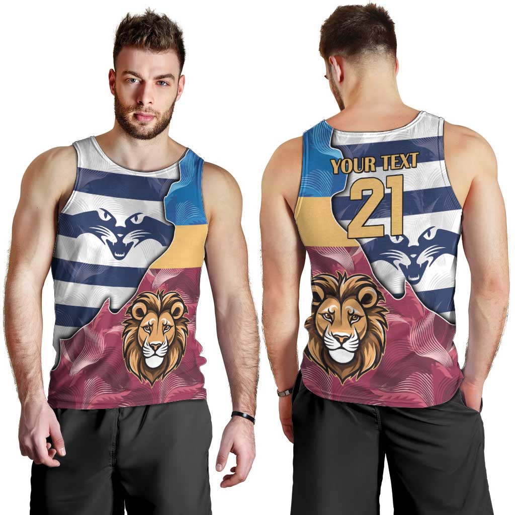 Brisbane-Geelong Football Custom Men Tank Top Cracked Metal Style - Vibe Hoodie Shop