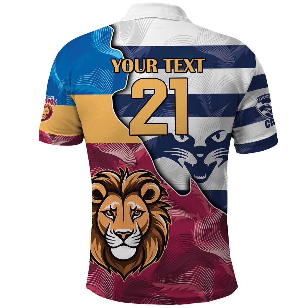 Brisbane-Geelong Football Custom Polo Shirt Cracked Metal Style LT9 - Vibe Hoodie Shop