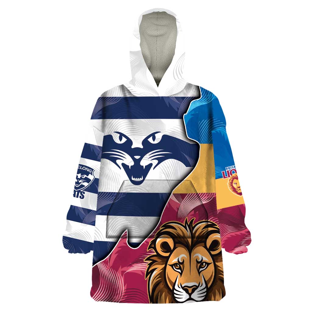 Brisbane-Geelong Football Custom Wearable Blanket Hoodie Cracked Metal Style - Vibe Hoodie Shop