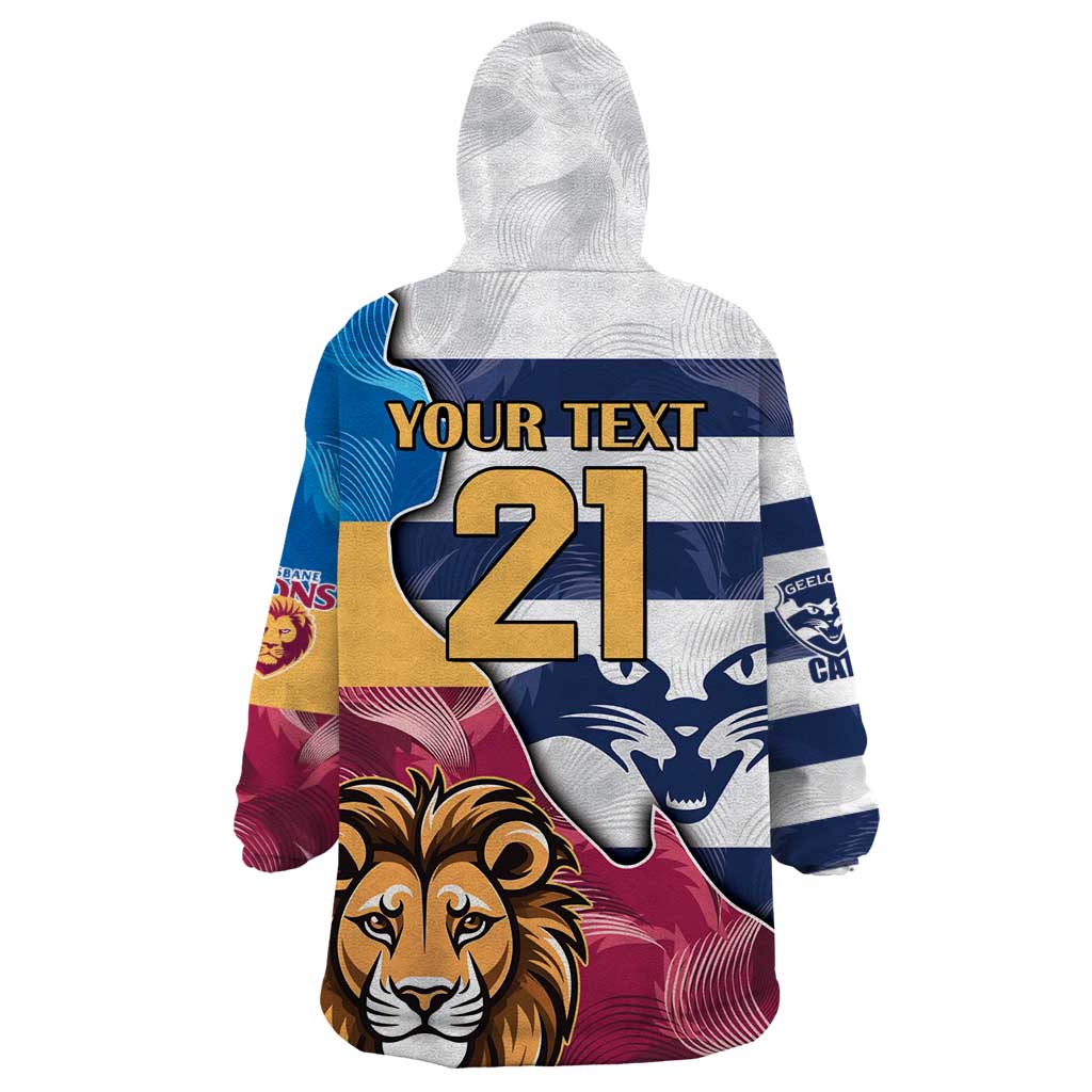 Brisbane-Geelong Football Custom Wearable Blanket Hoodie Cracked Metal Style - Vibe Hoodie Shop