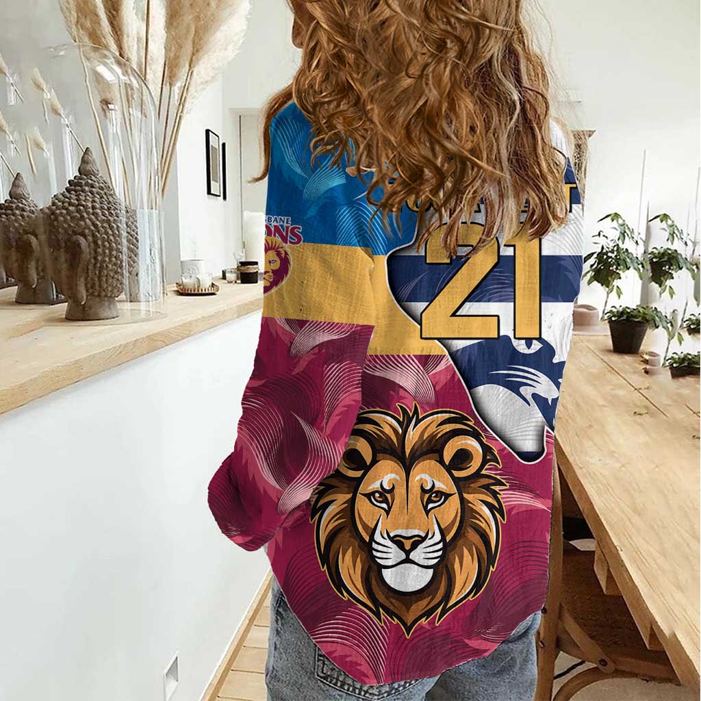 Brisbane-Geelong Football Custom Women Casual Shirt Cracked Metal Style - Vibe Hoodie Shop