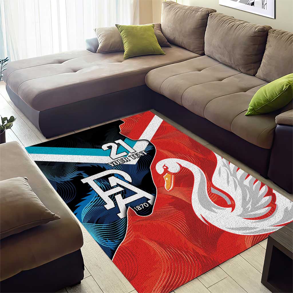 Swans-Port Adelaide Football Custom Area Rug Cracked Metal Style - Vibe Hoodie Shop