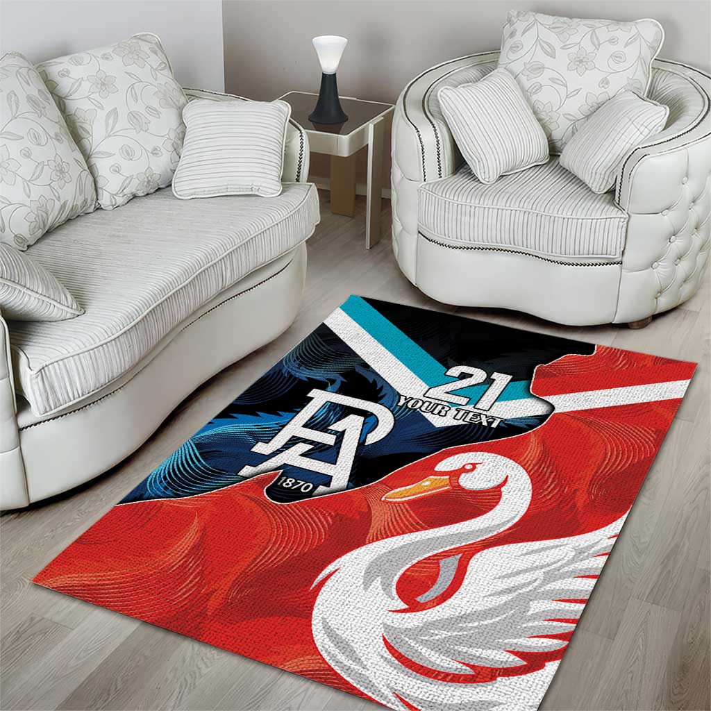 Swans-Port Adelaide Football Custom Area Rug Cracked Metal Style - Vibe Hoodie Shop