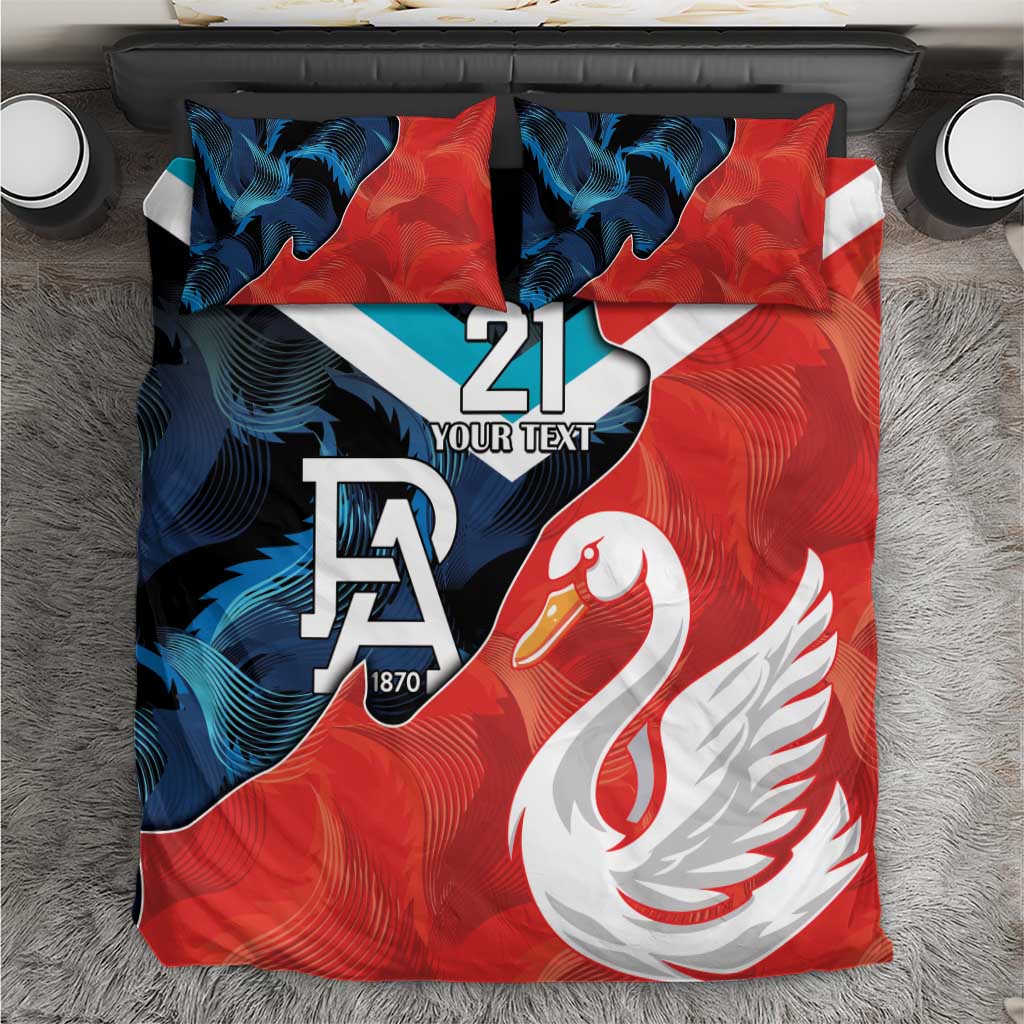 Swans-Port Adelaide Football Custom Bedding Set Cracked Metal Style - Vibe Hoodie Shop