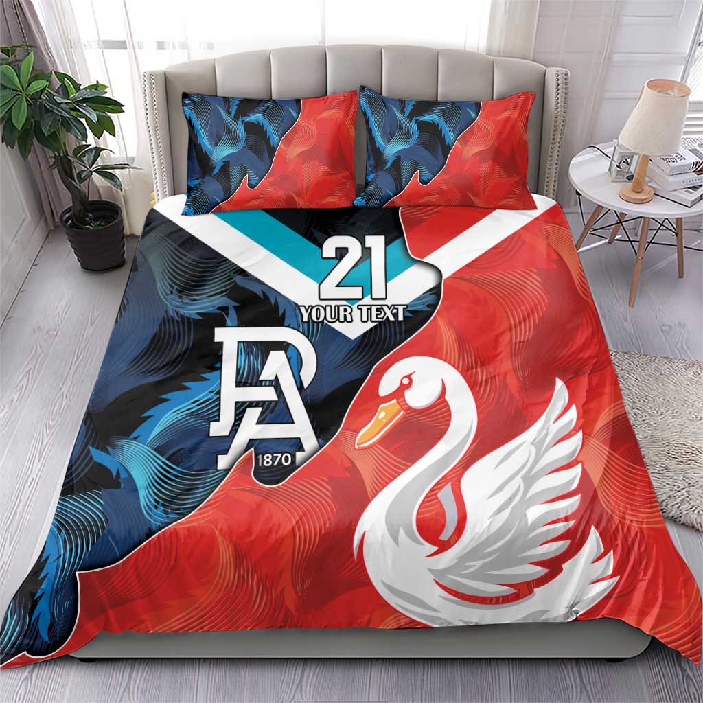 Swans-Port Adelaide Football Custom Bedding Set Cracked Metal Style - Vibe Hoodie Shop