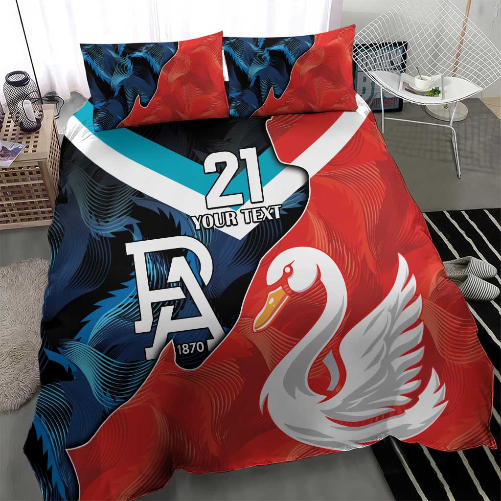 Swans-Port Adelaide Football Custom Bedding Set Cracked Metal Style - Vibe Hoodie Shop