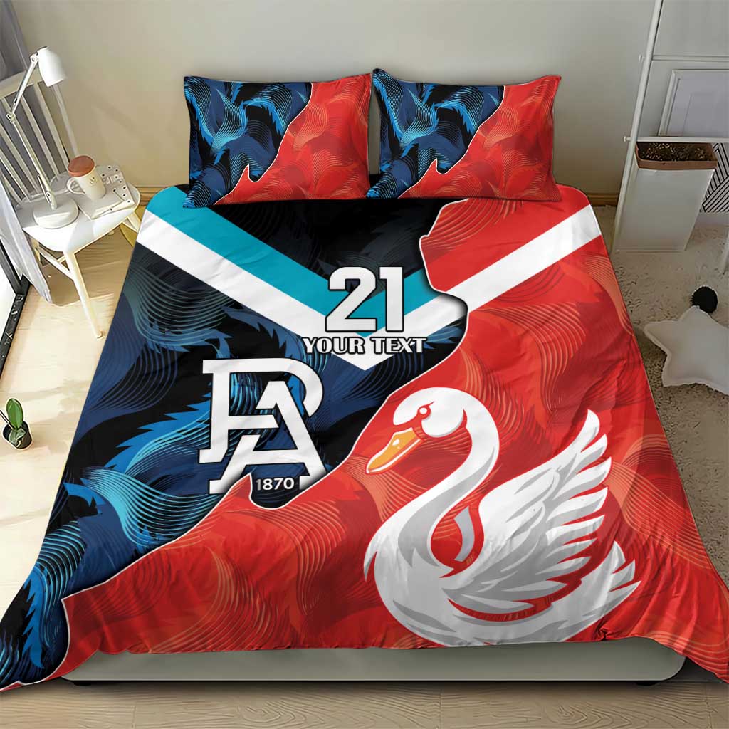 Swans-Port Adelaide Football Custom Bedding Set Cracked Metal Style - Vibe Hoodie Shop