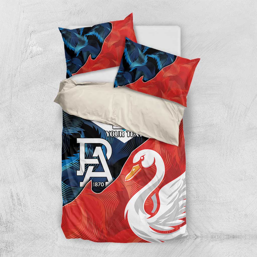 Swans-Port Adelaide Football Custom Bedding Set Cracked Metal Style - Vibe Hoodie Shop