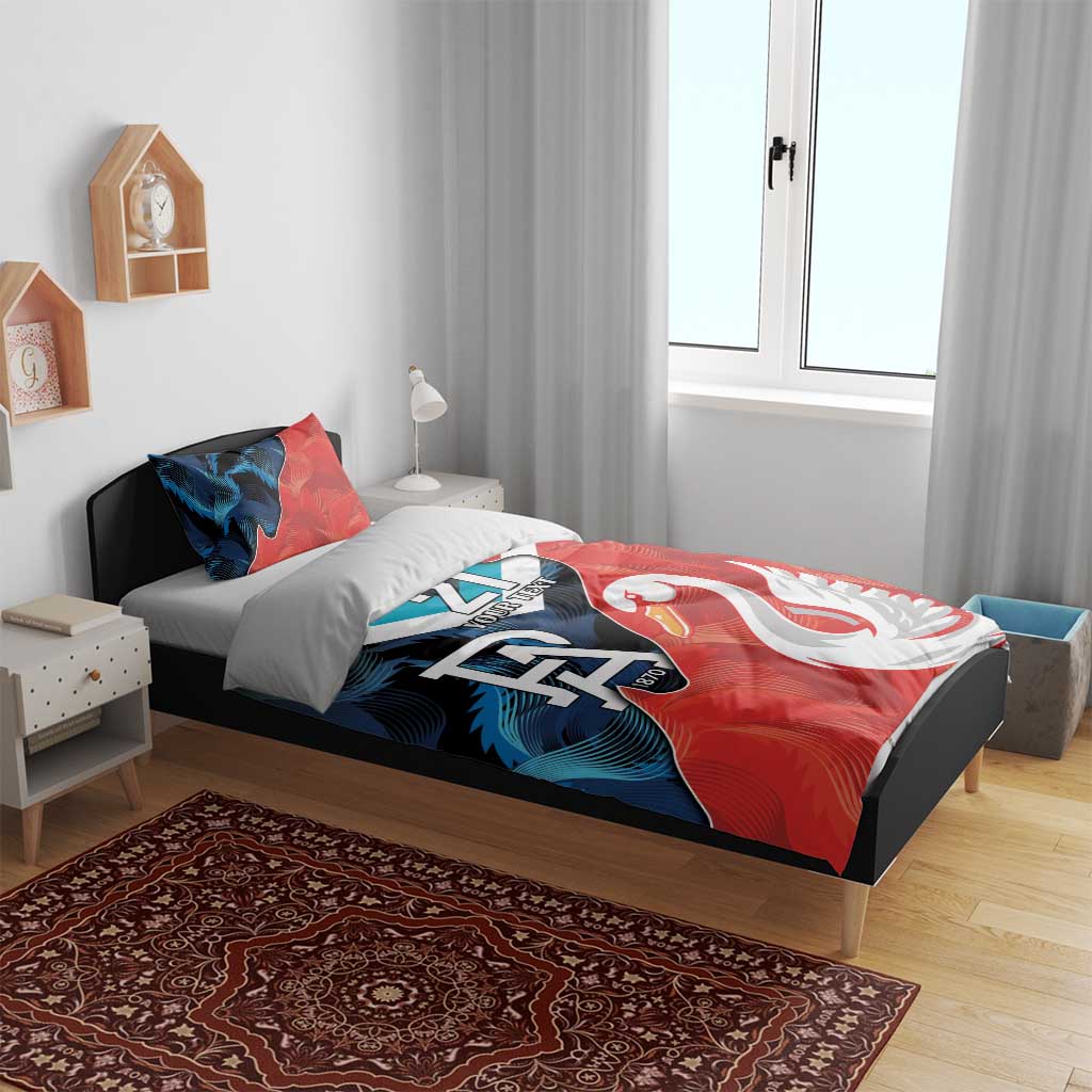 Swans-Port Adelaide Football Custom Bedding Set Cracked Metal Style - Vibe Hoodie Shop
