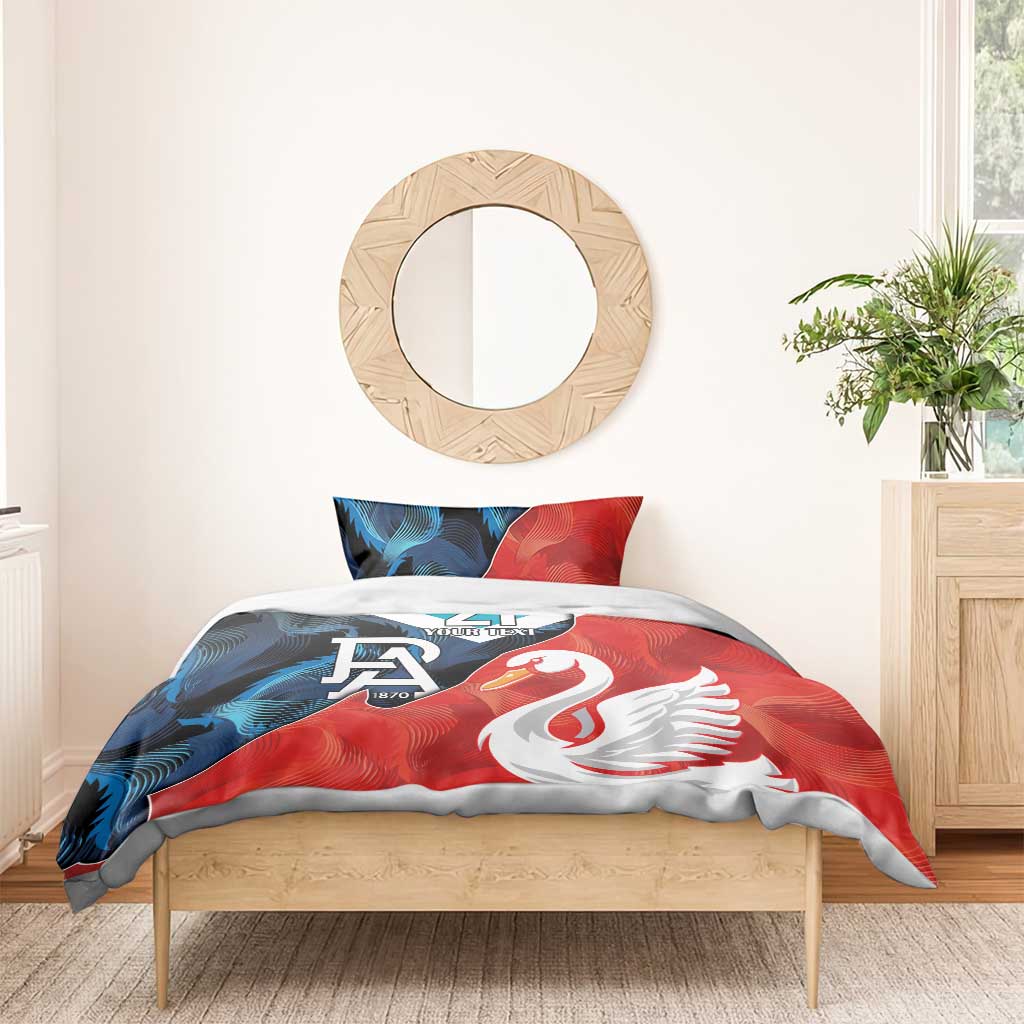 Swans-Port Adelaide Football Custom Bedding Set Cracked Metal Style - Vibe Hoodie Shop