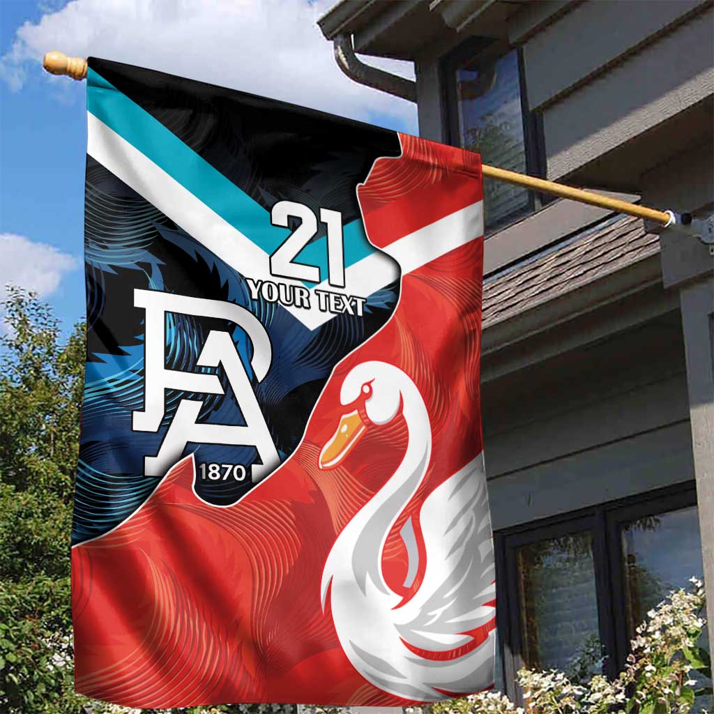 Swans-Port Adelaide Football Custom Garden Flag Cracked Metal Style - Vibe Hoodie Shop