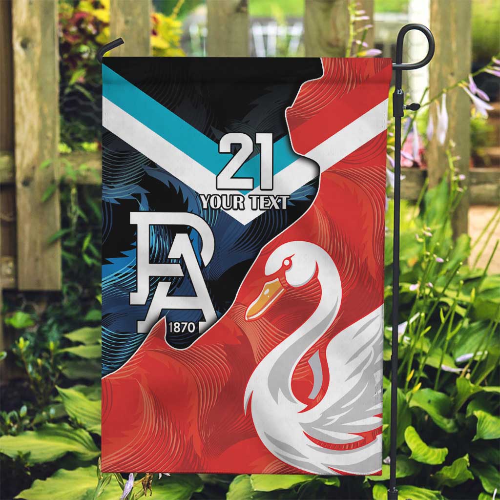 Swans-Port Adelaide Football Custom Garden Flag Cracked Metal Style - Vibe Hoodie Shop